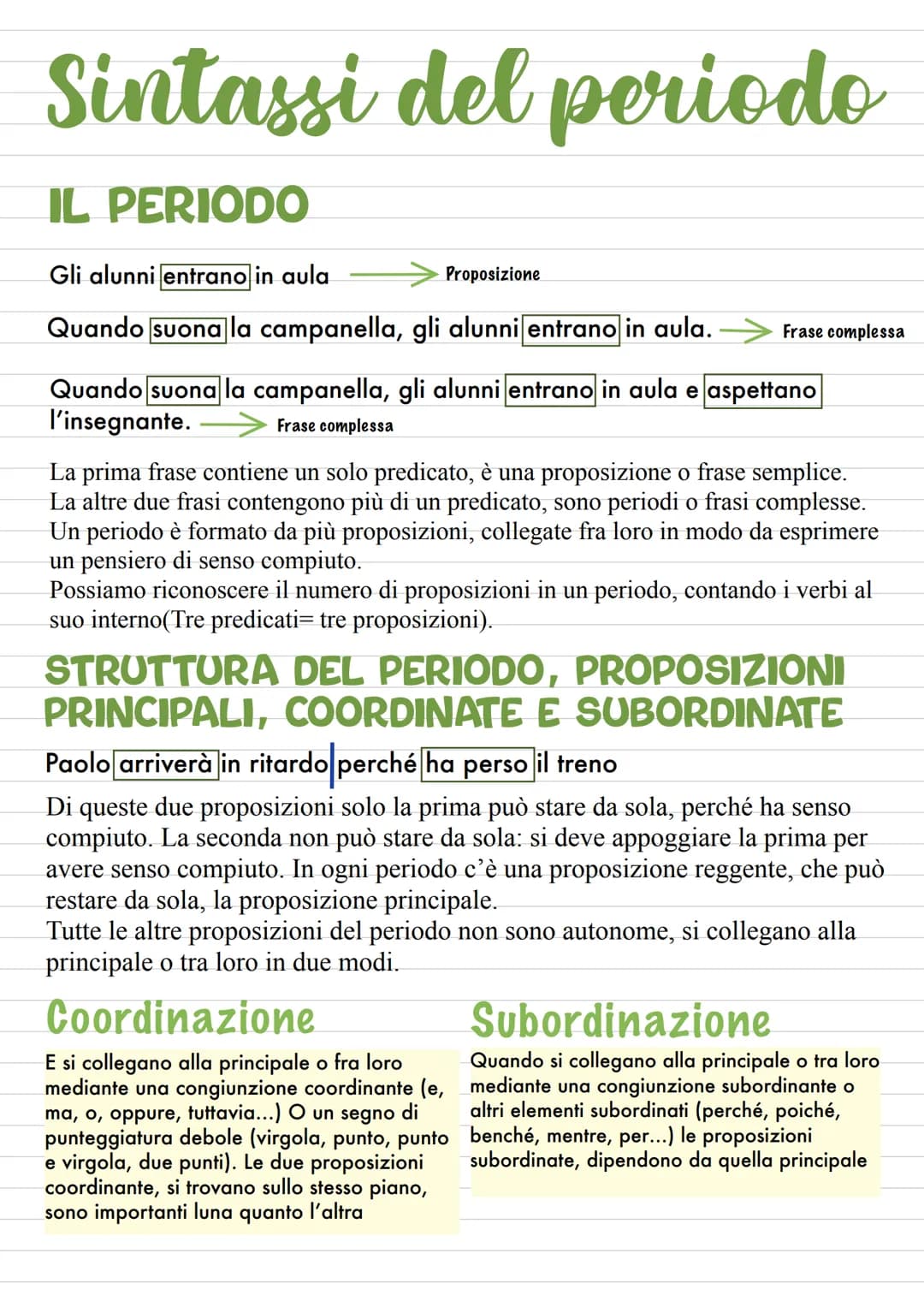 Sintassi del periodo
IL PERIODO
Gli alunni entrano in aula
Quando suona la campanella, gli alunni entrano in aula.
Quando suona la campanell
