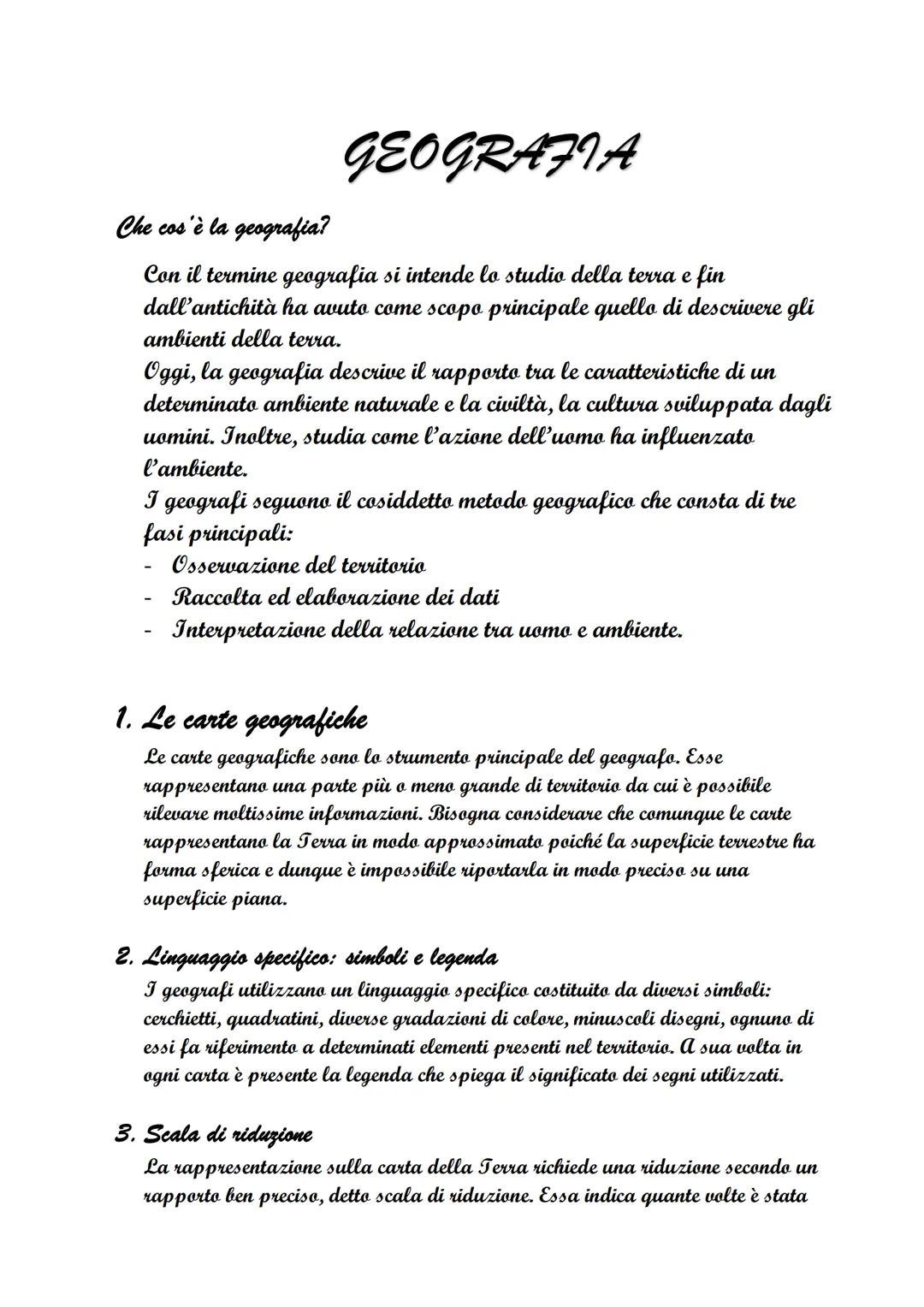 GEOGRAFIA
Che cos'è la geografia?
Con il termine geografia si intende lo studio della terra e fin
dall'antichità ha avuto come scopo princip