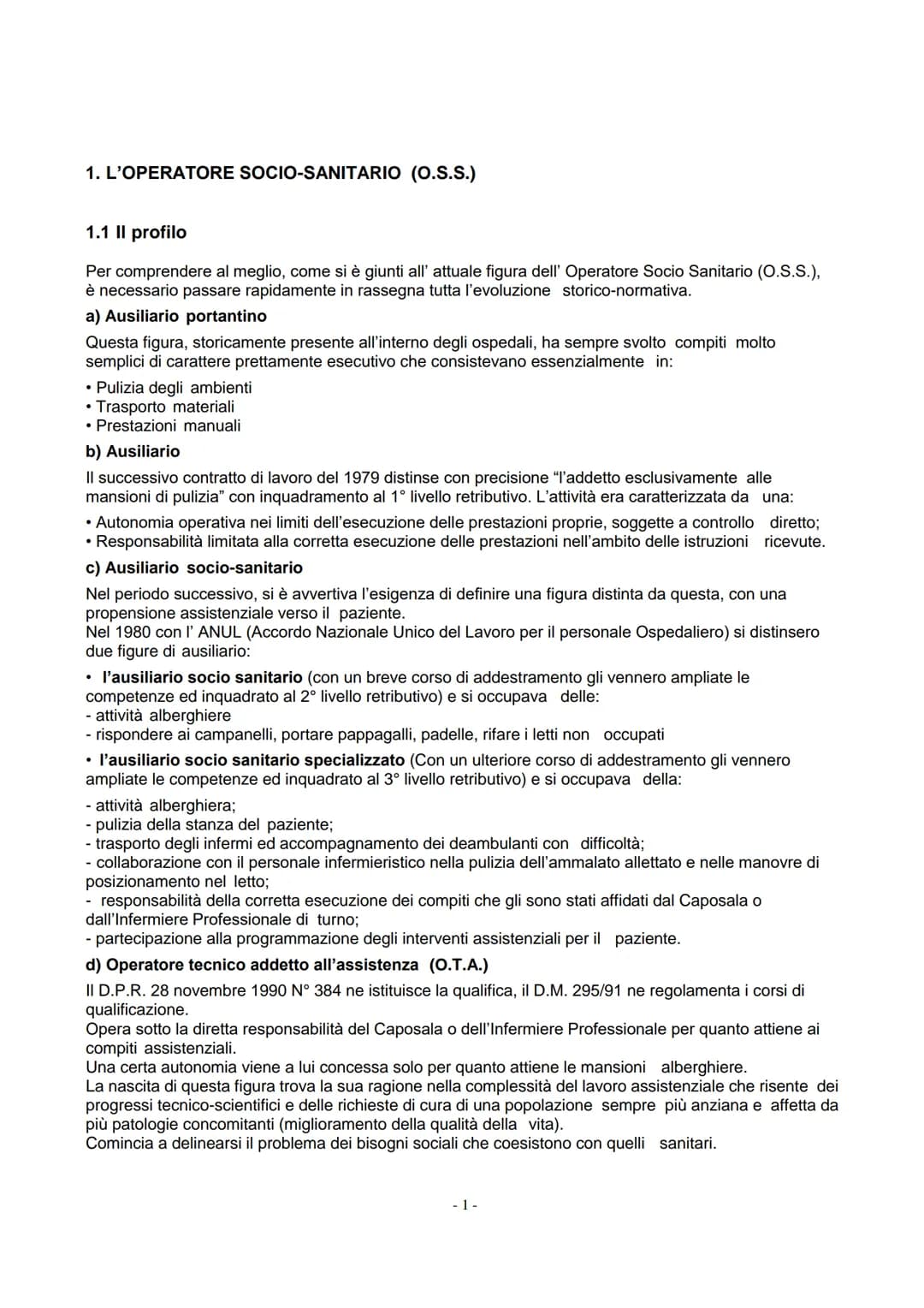 Manuale dagli appunti di
LEGISLAZIONE SANITARIA
Corso per Operatori Socio Sanitari
Dr. Agostino Scardamaglio 1. L'OPERATORE SOCIO-SANITARIO 