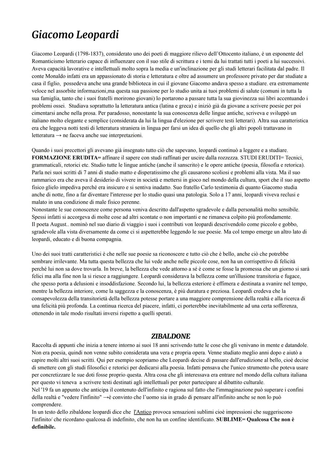 Giacomo Leopardi: analisi della sua vita e delle sue opere celebri