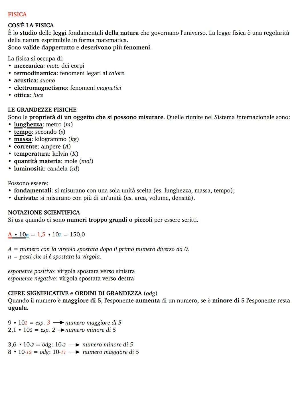FISICA
COS'È LA FISICA
È lo studio delle leggi fondamentali della natura che governano l'universo. La legge fisica è una regolarità
della na