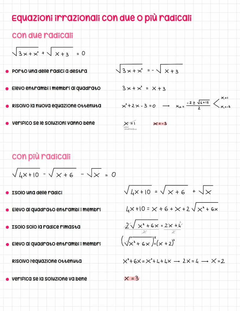 Equazioni uRRAZIONALI
un'equazione è irrazionale se in essa ci sono radicali contenenti
l'incognita
consideriamo l'equazione del tipo
√A(x) 