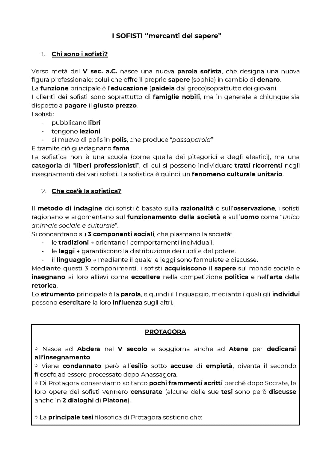 i SOFISTI (con PROTAGORA e GORGIA) 