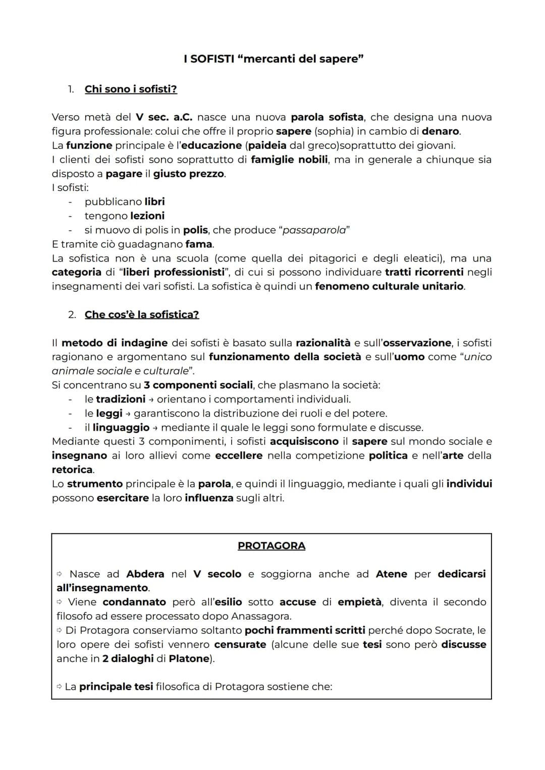 1. Chi sono i sofisti?
I SOFISTI "mercanti del sapere"
Verso metà del V sec. a.C. nasce una nuova parola sofista, che designa una nuova
figu