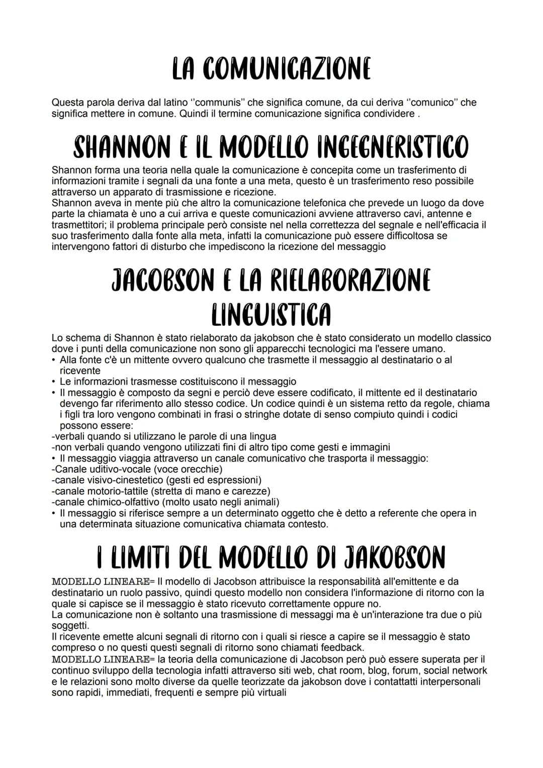 LA COMUNICAZIONE
Questa parola deriva dal latino "communis" che significa comune, da cui deriva "comunico" che
significa mettere in comune. 