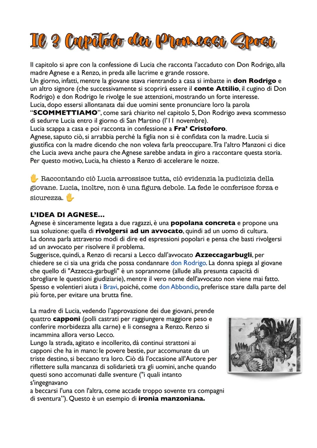 IC 3 Capitolo dei Promessi Sposi
Il capitolo si apre con la confessione di Lucia che racconta l'accaduto con Don Rodrigo, alla
madre Agnese 