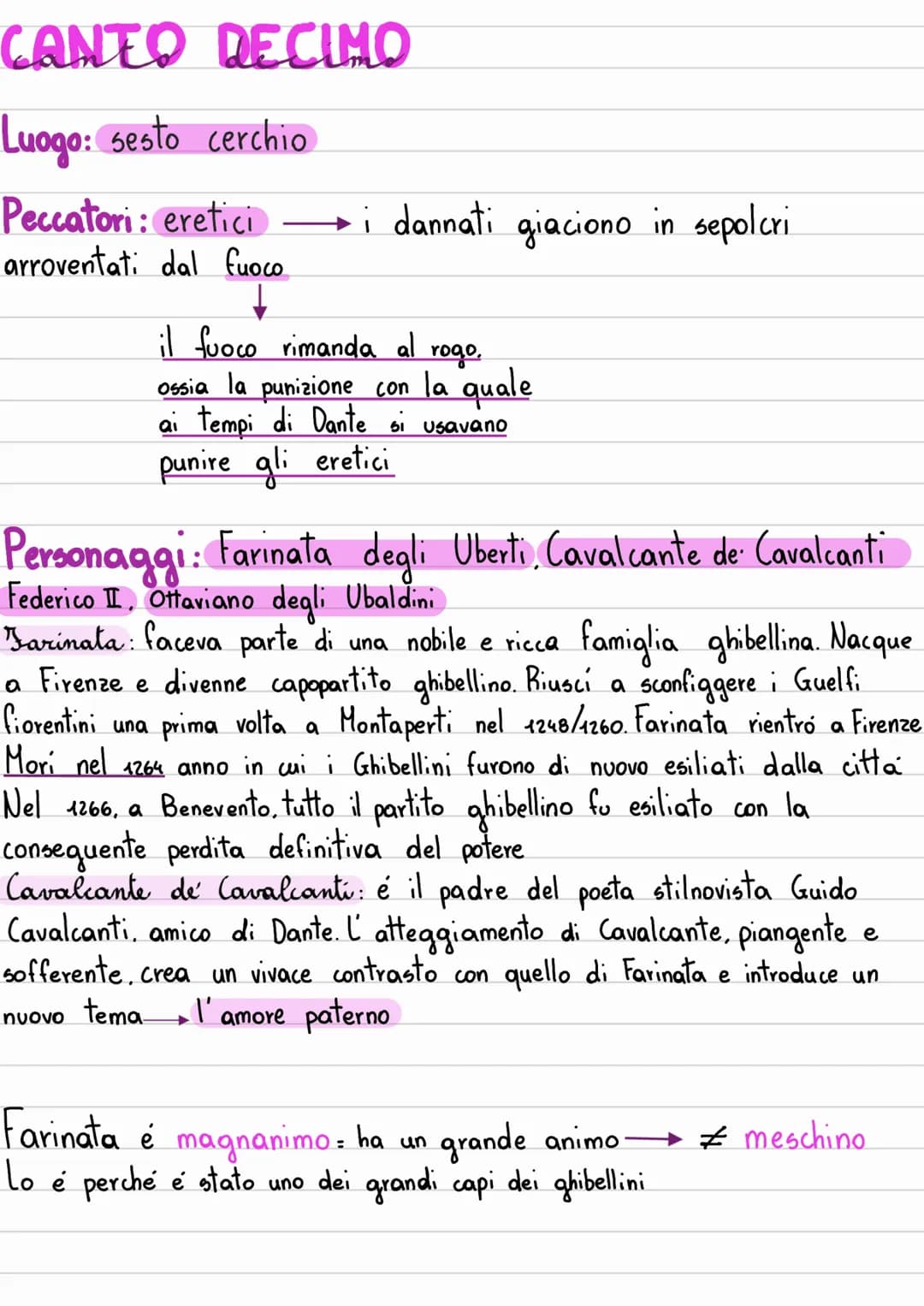 CANTO DECIMO
Luogo: sesto cerchio
Peccatori: eretici →i dannati giaciono in sepolcri
arroventati dal fuoco
il fuoco rimanda al rogo,
ossia l