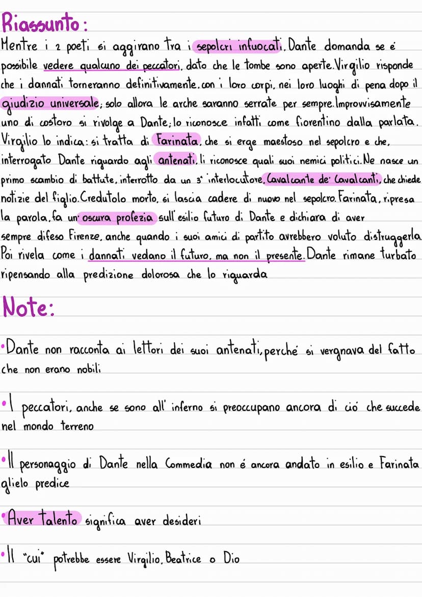 CANTO DECIMO
Luogo: sesto cerchio
Peccatori: eretici →i dannati giaciono in sepolcri
arroventati dal fuoco
il fuoco rimanda al rogo,
ossia l