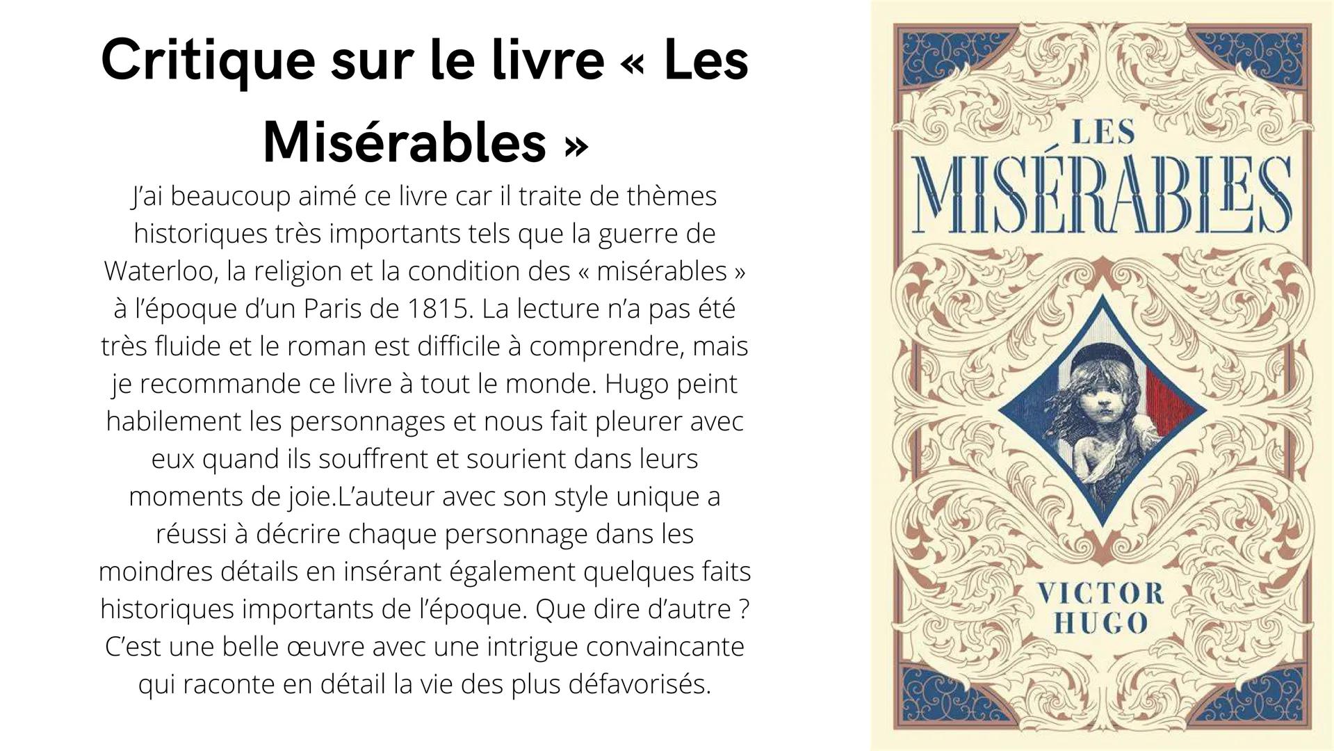 Les
Misérables
Les Misérables: par
Victor Hugo
Alessia Berton L'auteur
Victor-Marie Hugo est né le 26 Fevrier
1802 à Besançon et mort le 22 
