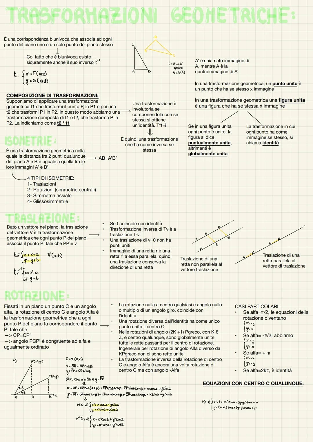 TRASFORMAZIONI
È una corrispondenza biunivoca che associa ad ogni
punto del piano uno e un solo punto del piano stesso
t: Sx'= F(x,y)
[y'=s 