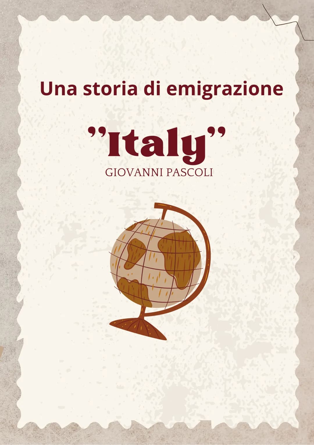 Una storia di emigrazione
"Italy"
GIOVANNI PASCOLI Italy è un componimento in versi di Giovanni Pascoli in cui viene trattato il tema degli
