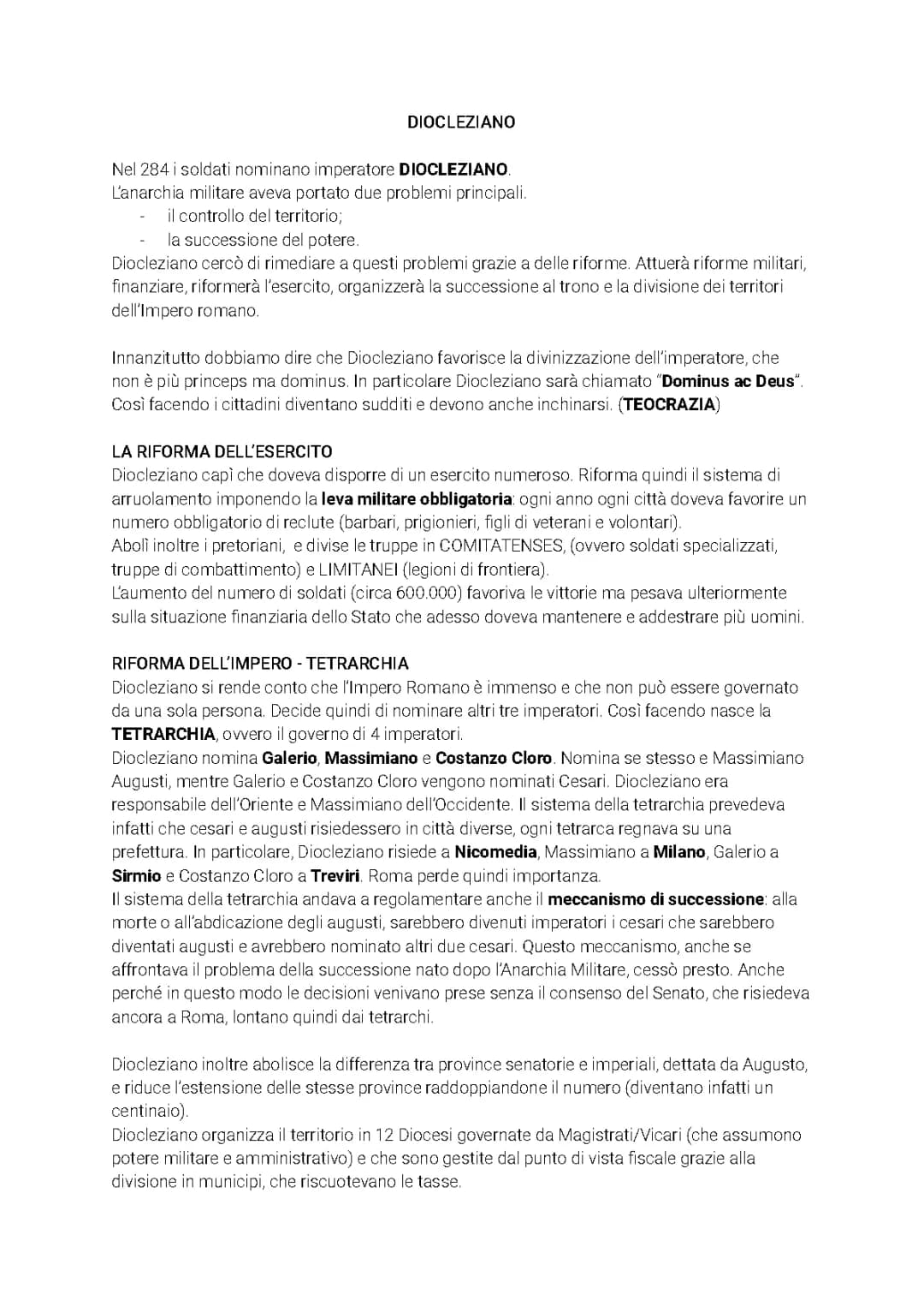 Le Riforme di Diocleziano: Riassunto e Curiosità per Bambini