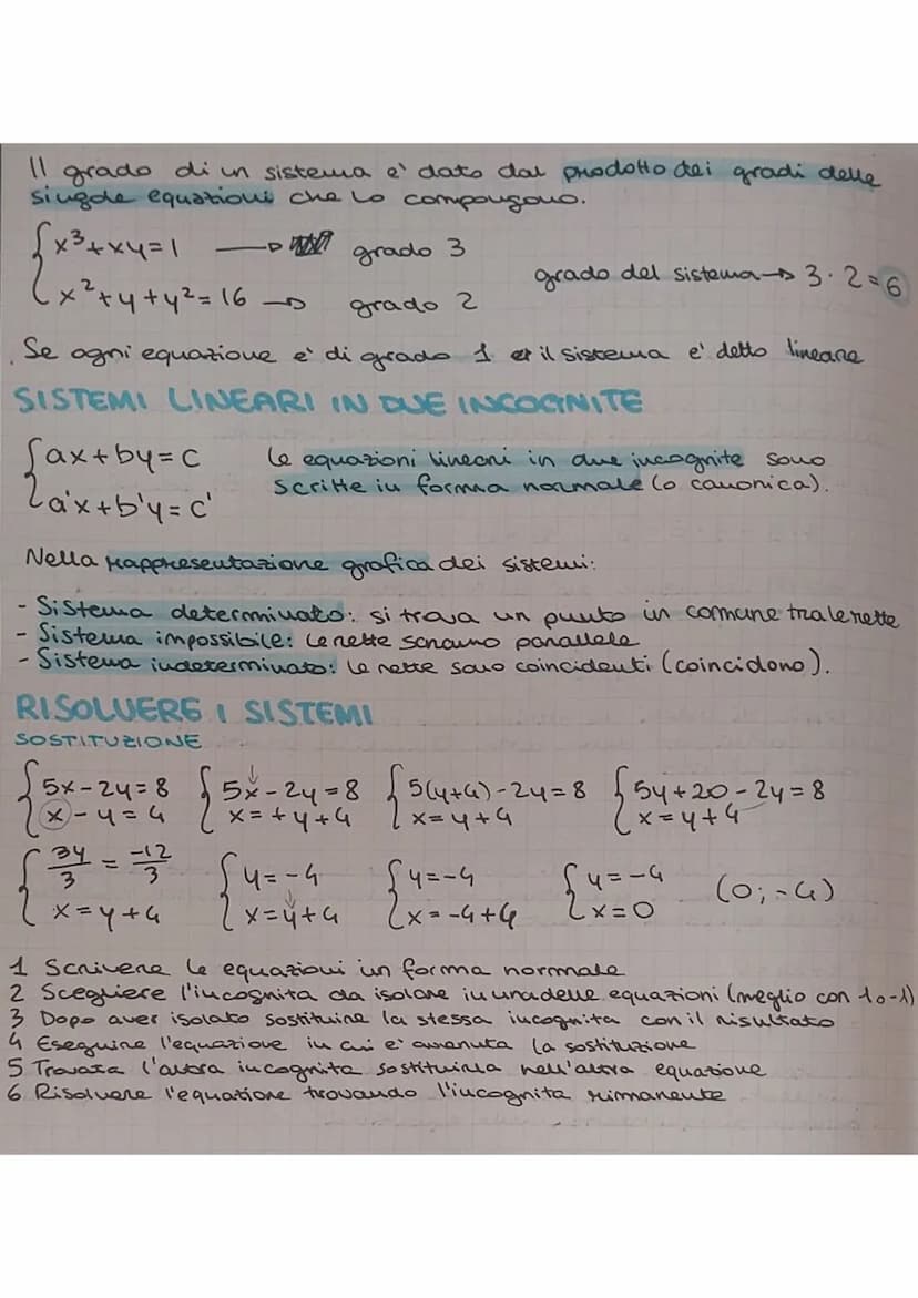 Sistemi di Equazioni
EQUAZIONI LINEARI A 2 INCOGNITE
7x+34= C
ax+by=c
E' un equazione lineare di I grado, ma ha 2 incognite (xey)
Per risolv