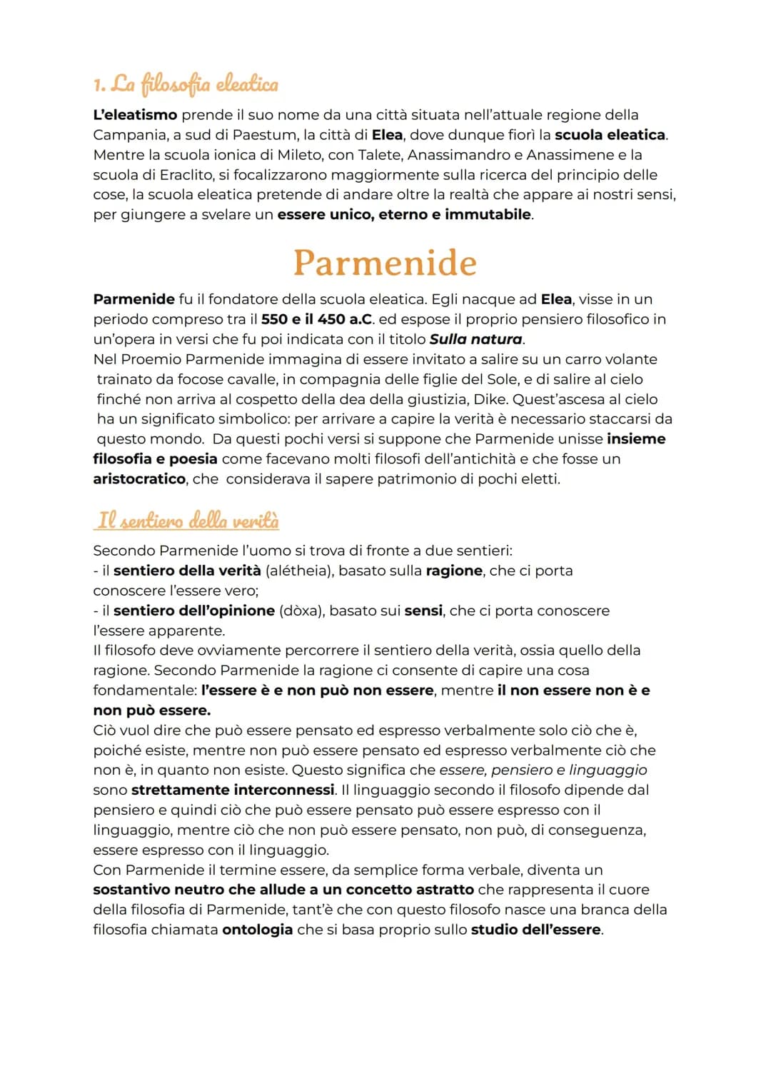 La filosofia eleatica