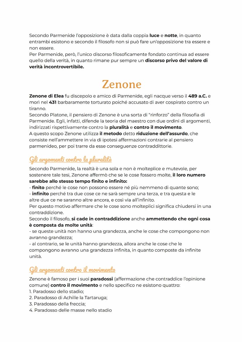 1. La filosofia eleatica
L'eleatismo prende il suo nome da una città situata nell'attuale regione della
Campania, a sud di Paestum, la città