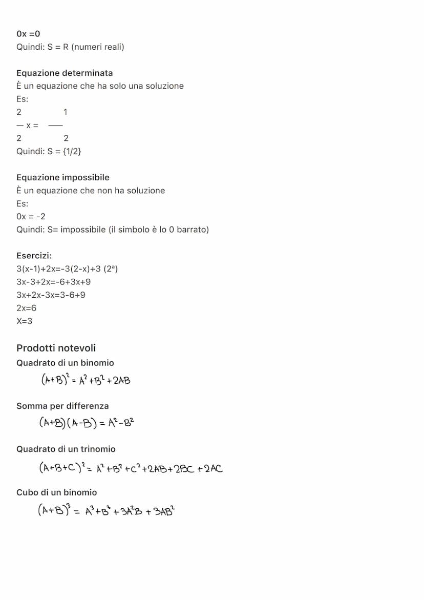 Teoria
Equazioni di primo grado
Un equazione è un ugualinza tra due espressioni algebriche
Esempio:
(2x+1) = (4x+1+x)
2x - 4x-x=1-1
-Bx=Q
x 