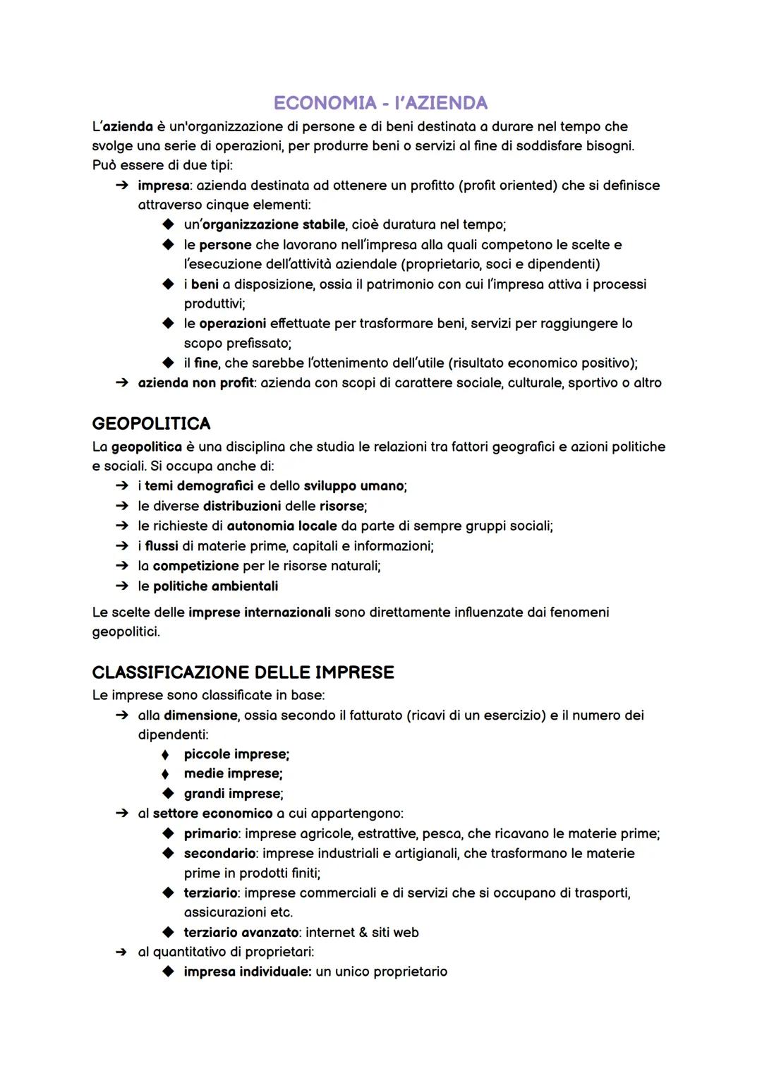 ECONOMIA - I'AZIENDA
L'azienda è un'organizzazione di persone e di beni destinata a durare nel tempo che
svolge una serie di operazioni, per