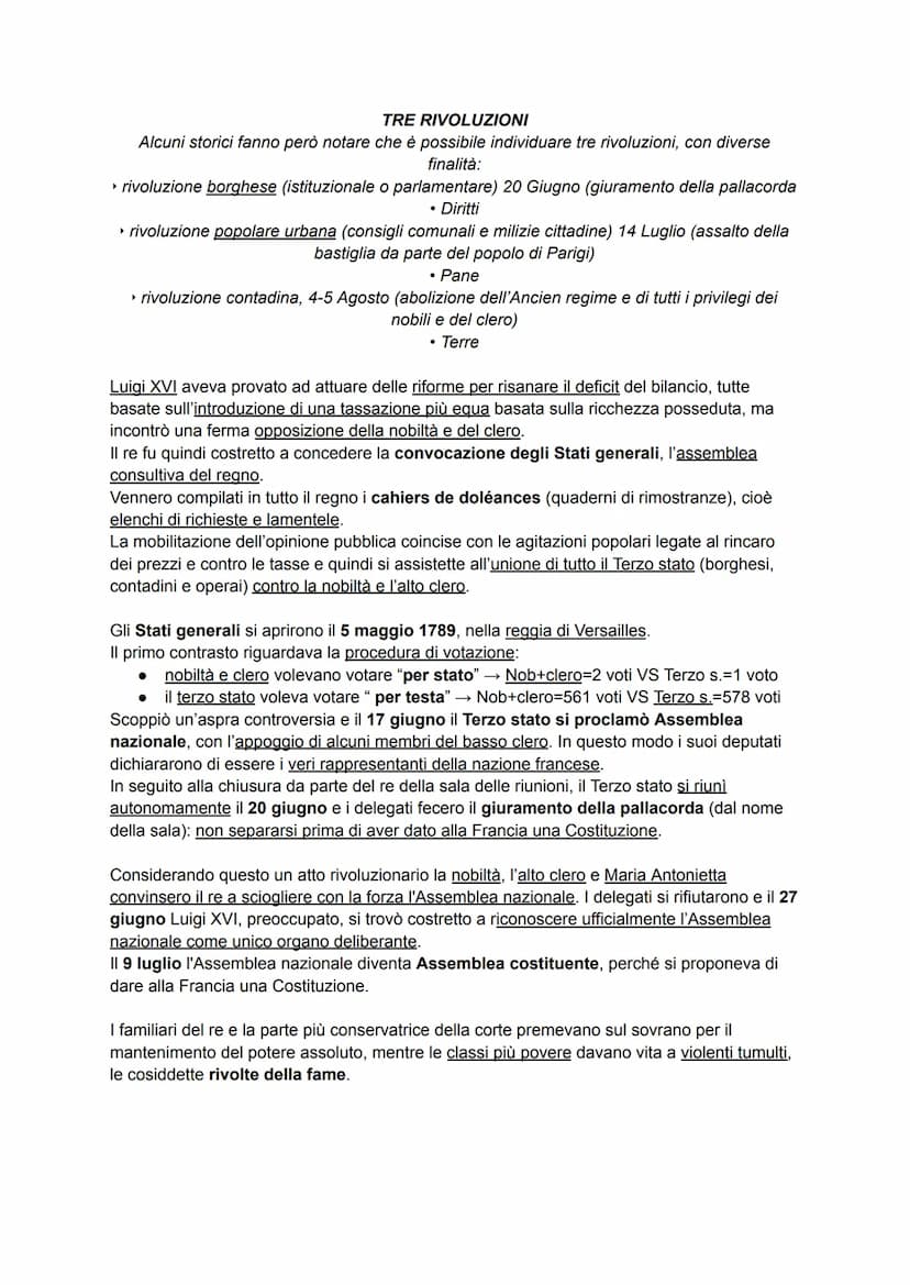 LA RIVOLUZIONE FRANCESE
Dopo il periodo dell'illuminismo, in Francia vi era un diffuso malcontento e una generale
conflittualità, generata d