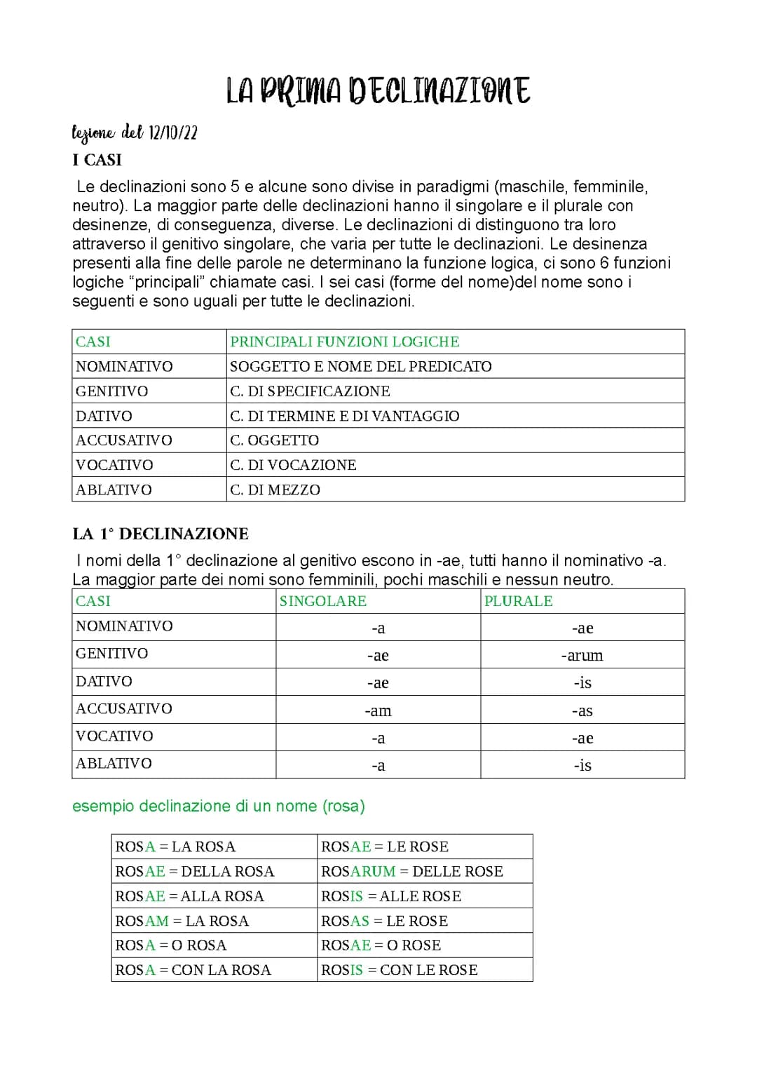 Prima declinazione