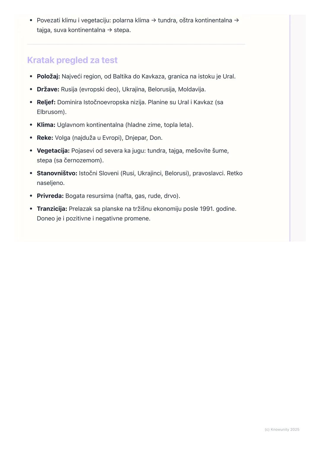 # Opšte karakteristike Istočne
Evrope

Opšte odlike i položaj

Istočna Evropa je najveći region Evrope po površini. Zauzima skoro polovinu
c