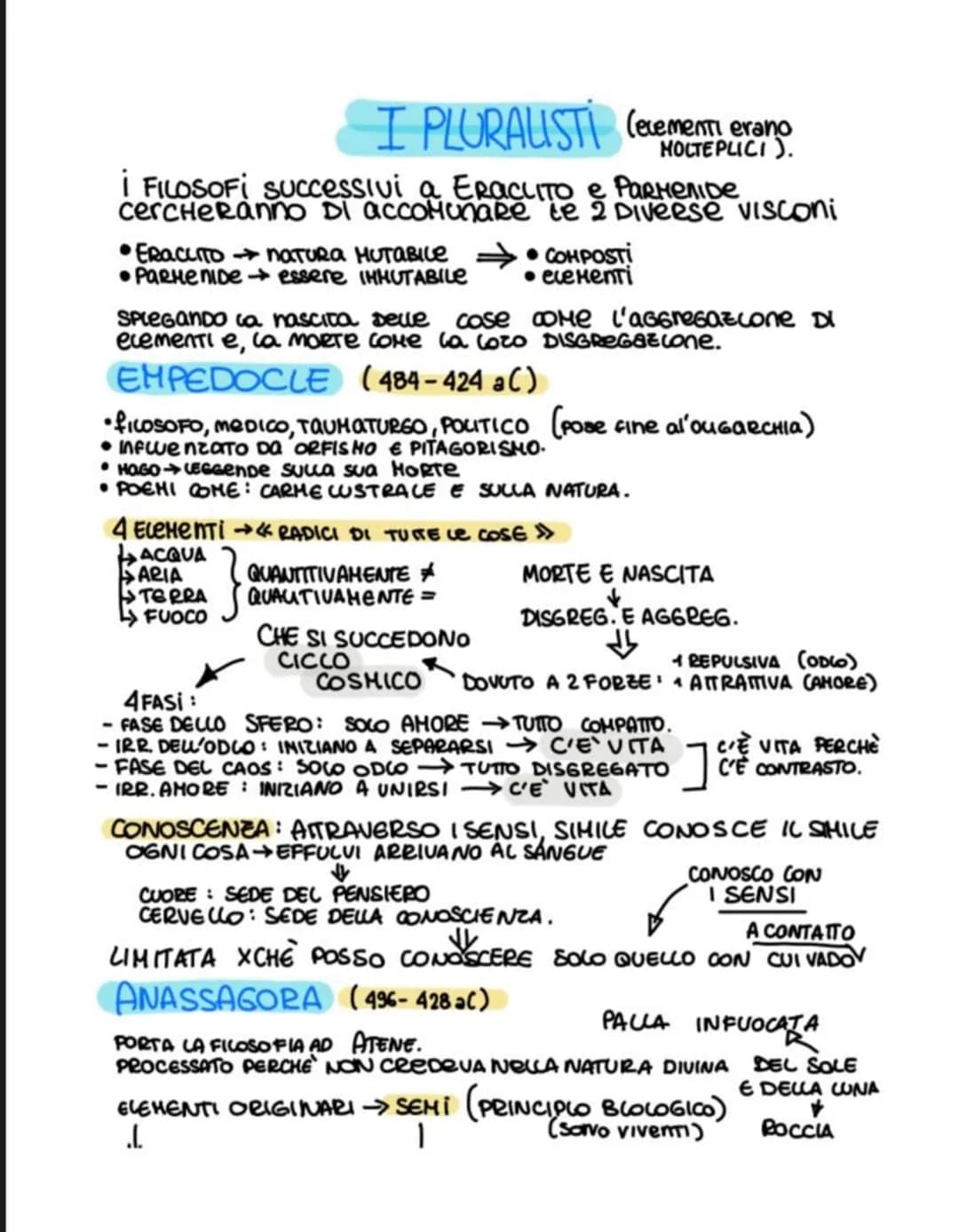 I PLURALISTI (elementi erano
MOLTEPLICI).
İ FILOSOFİ SUCCessivi a EracuTO е Paryenibe
•ERaceito natURA HUTABILE →•COMPOSTI
Parmenide essere 