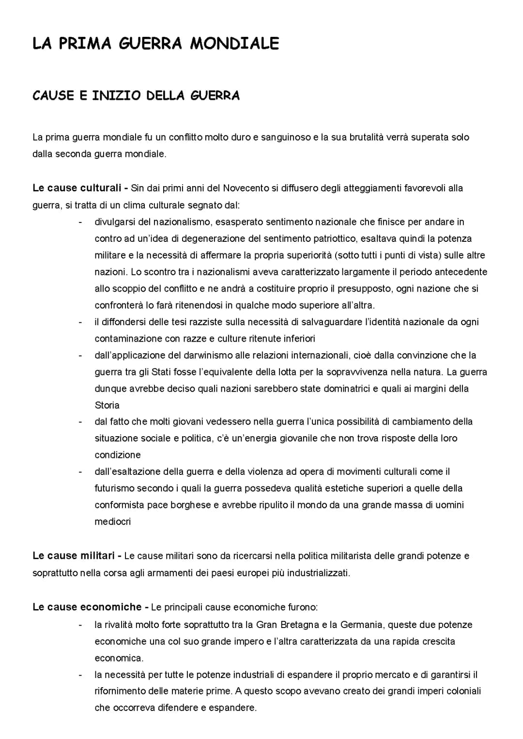 Prima guerra mondiale 
