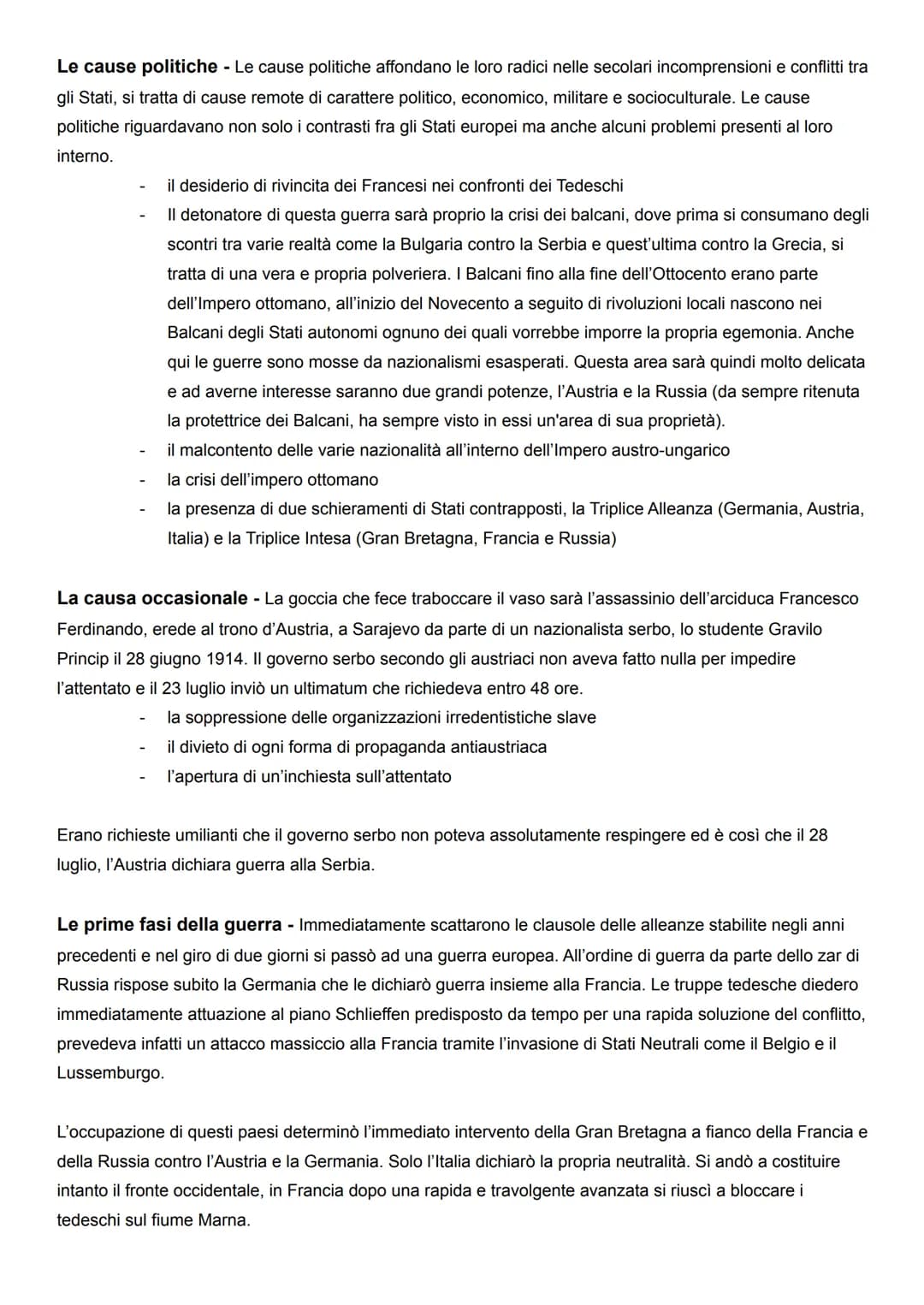 LA PRIMA GUERRA MONDIALE
CAUSE E INIZIO DELLA GUERRA
La prima guerra mondiale fu un conflitto molto duro e sanguinoso e la sua brutalità ver