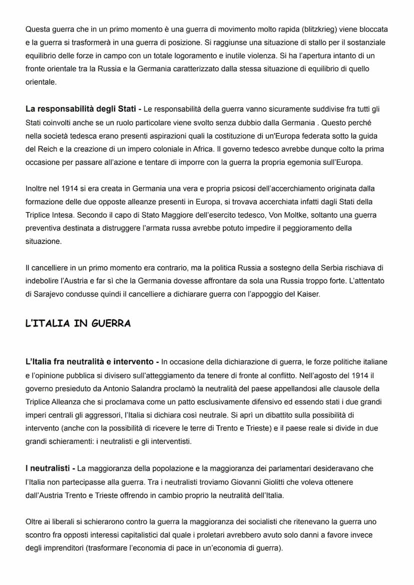 LA PRIMA GUERRA MONDIALE
CAUSE E INIZIO DELLA GUERRA
La prima guerra mondiale fu un conflitto molto duro e sanguinoso e la sua brutalità ver
