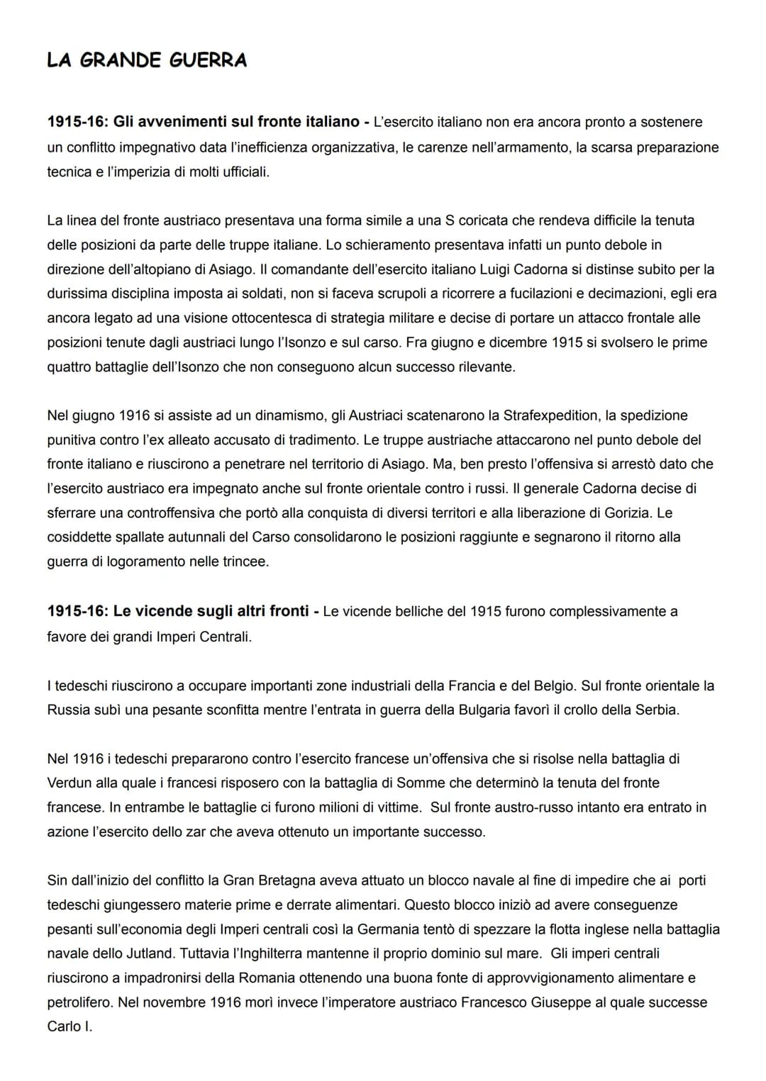 LA PRIMA GUERRA MONDIALE
CAUSE E INIZIO DELLA GUERRA
La prima guerra mondiale fu un conflitto molto duro e sanguinoso e la sua brutalità ver