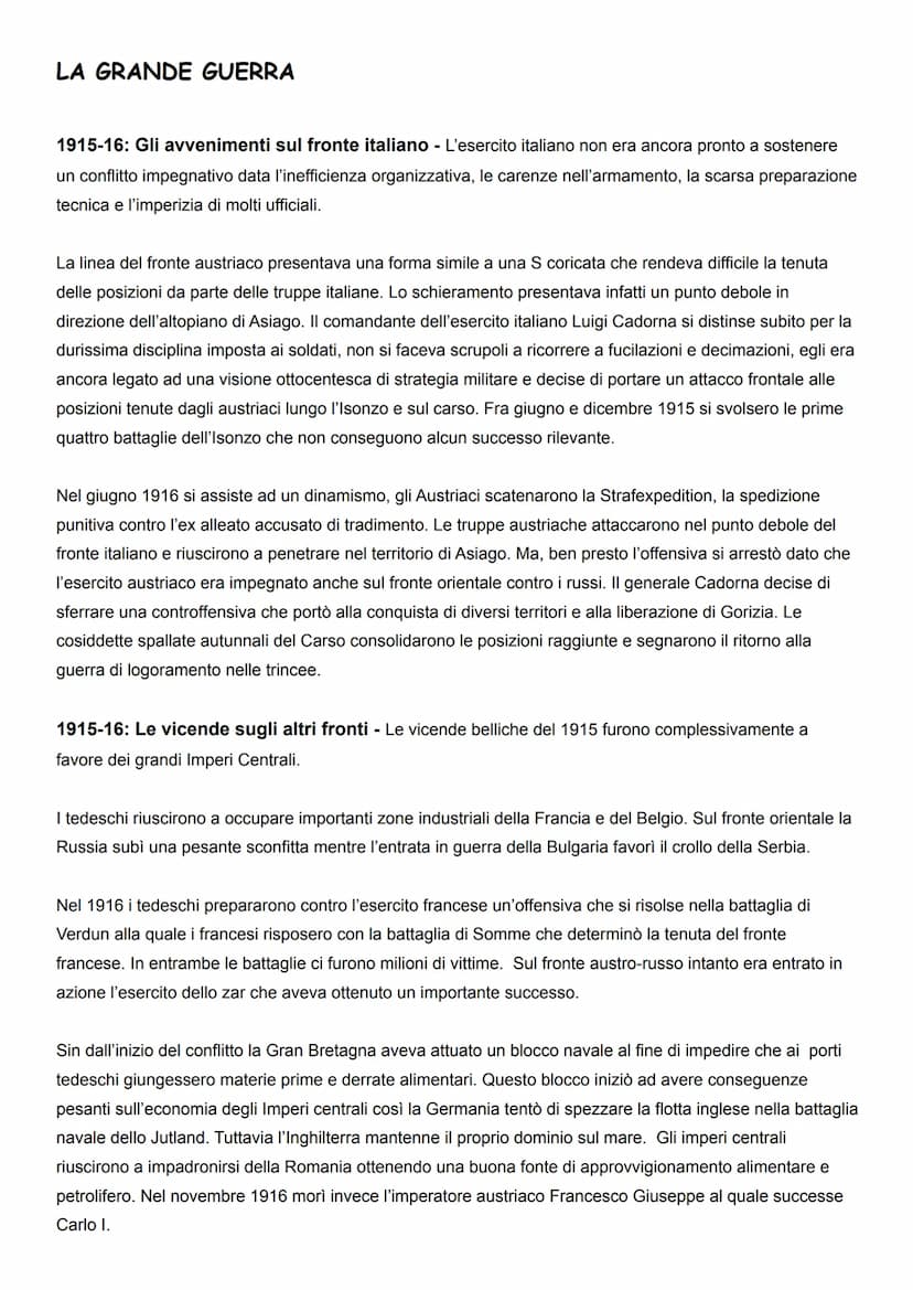 LA PRIMA GUERRA MONDIALE
CAUSE E INIZIO DELLA GUERRA
La prima guerra mondiale fu un conflitto molto duro e sanguinoso e la sua brutalità ver