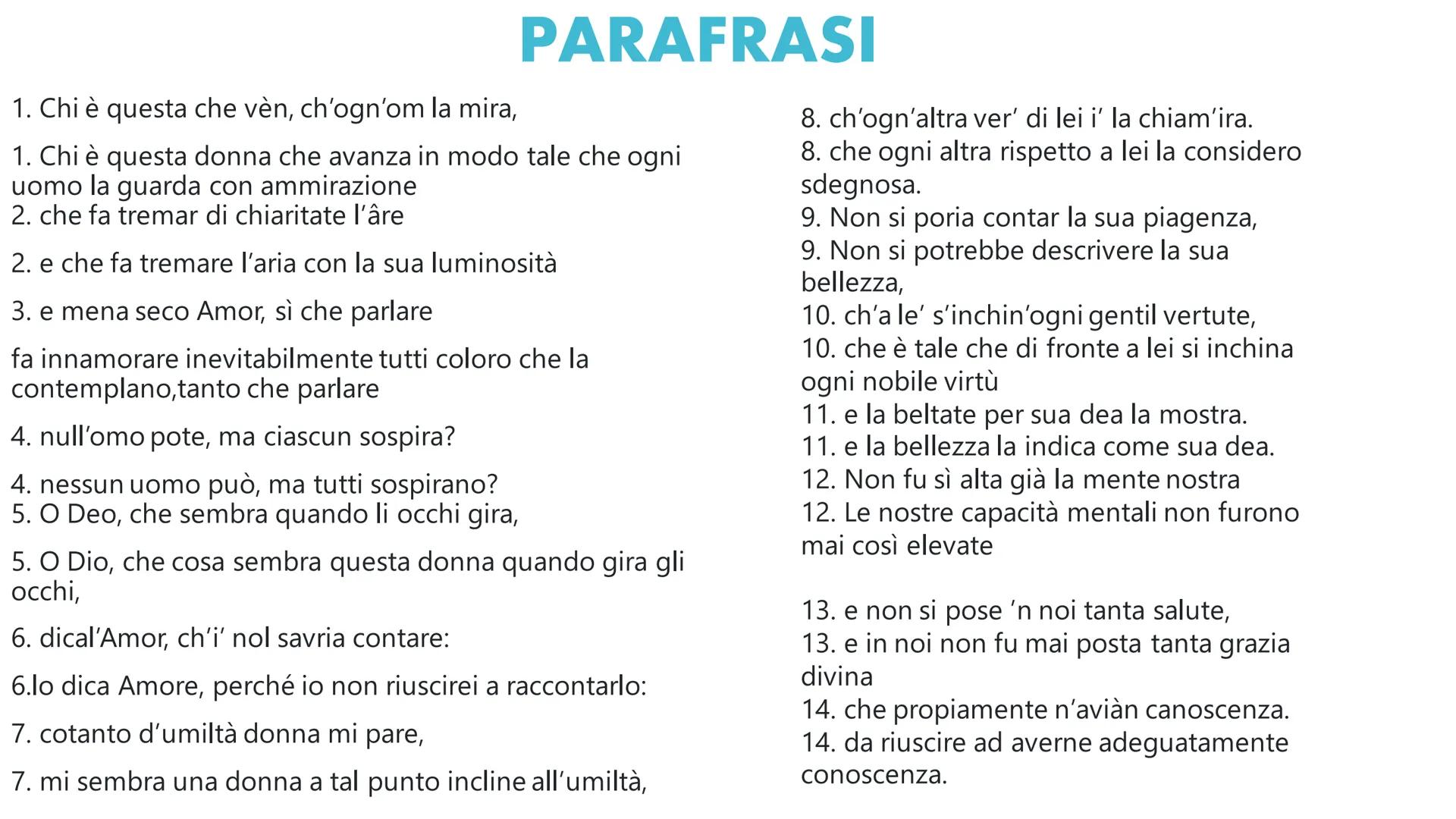 # CHI È QUESTA CHE VEN
# CH'OGN'OM LA MIRA

Guido Cavalcanti # FIGURE
# RETORICHE
Allitterazioni: della nasale
"m" o "n" nelle quartine: ven