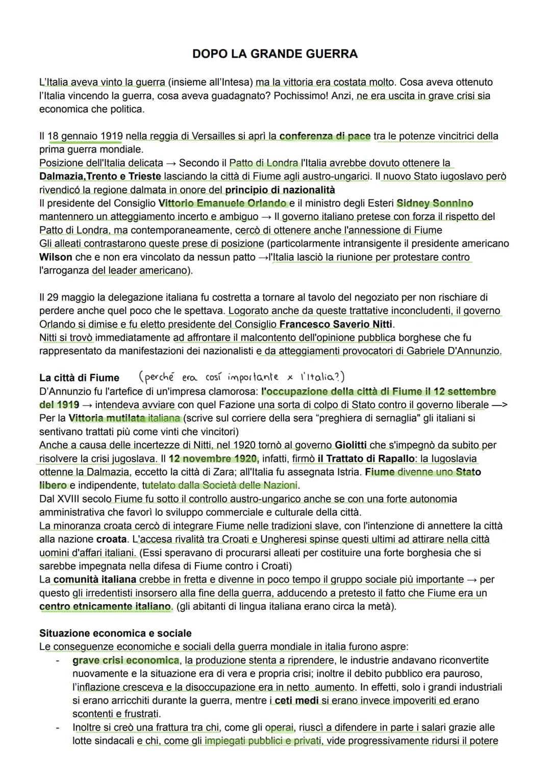 LA CRISI DEL DOPOGUERRA
Per le dimensioni e per la potenza annientatrice, la guerra del 1914-18 rappresentò un punto di rottura
rispetto al 
