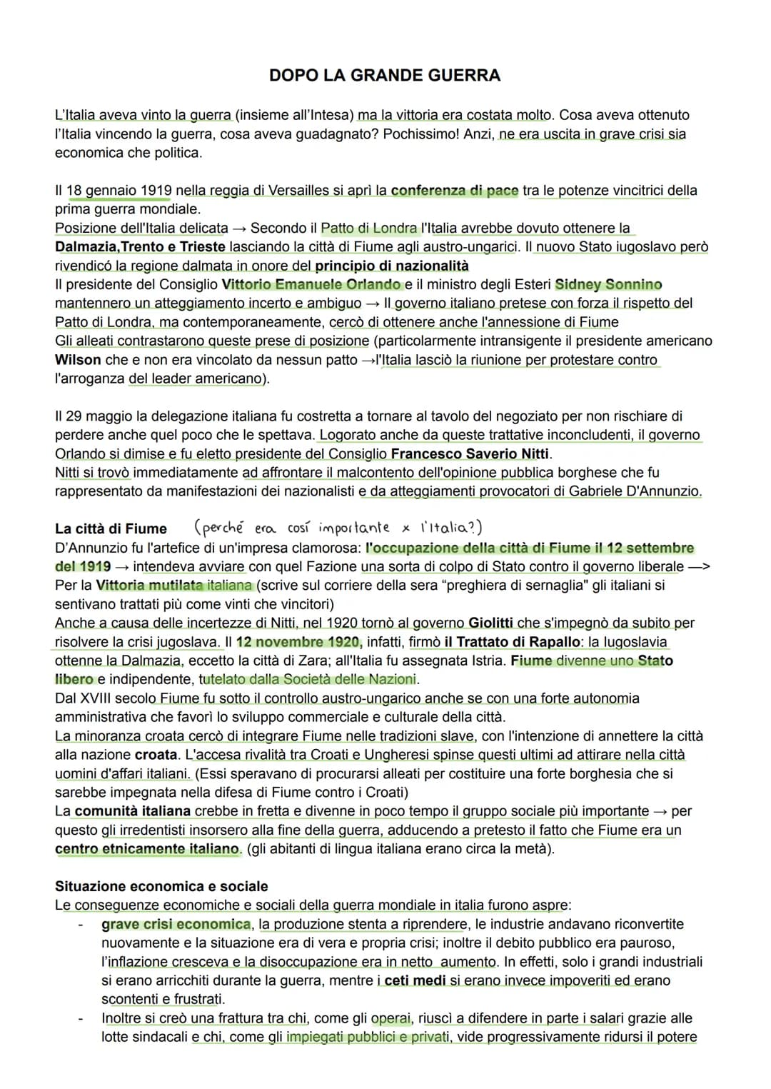 LA CRISI DEL DOPOGUERRA
Per le dimensioni e per la potenza annientatrice, la guerra del 1914-18 rappresentò un punto di rottura
rispetto al 