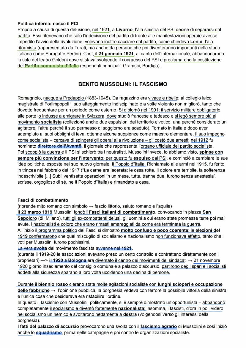 LA CRISI DEL DOPOGUERRA
Per le dimensioni e per la potenza annientatrice, la guerra del 1914-18 rappresentò un punto di rottura
rispetto al 
