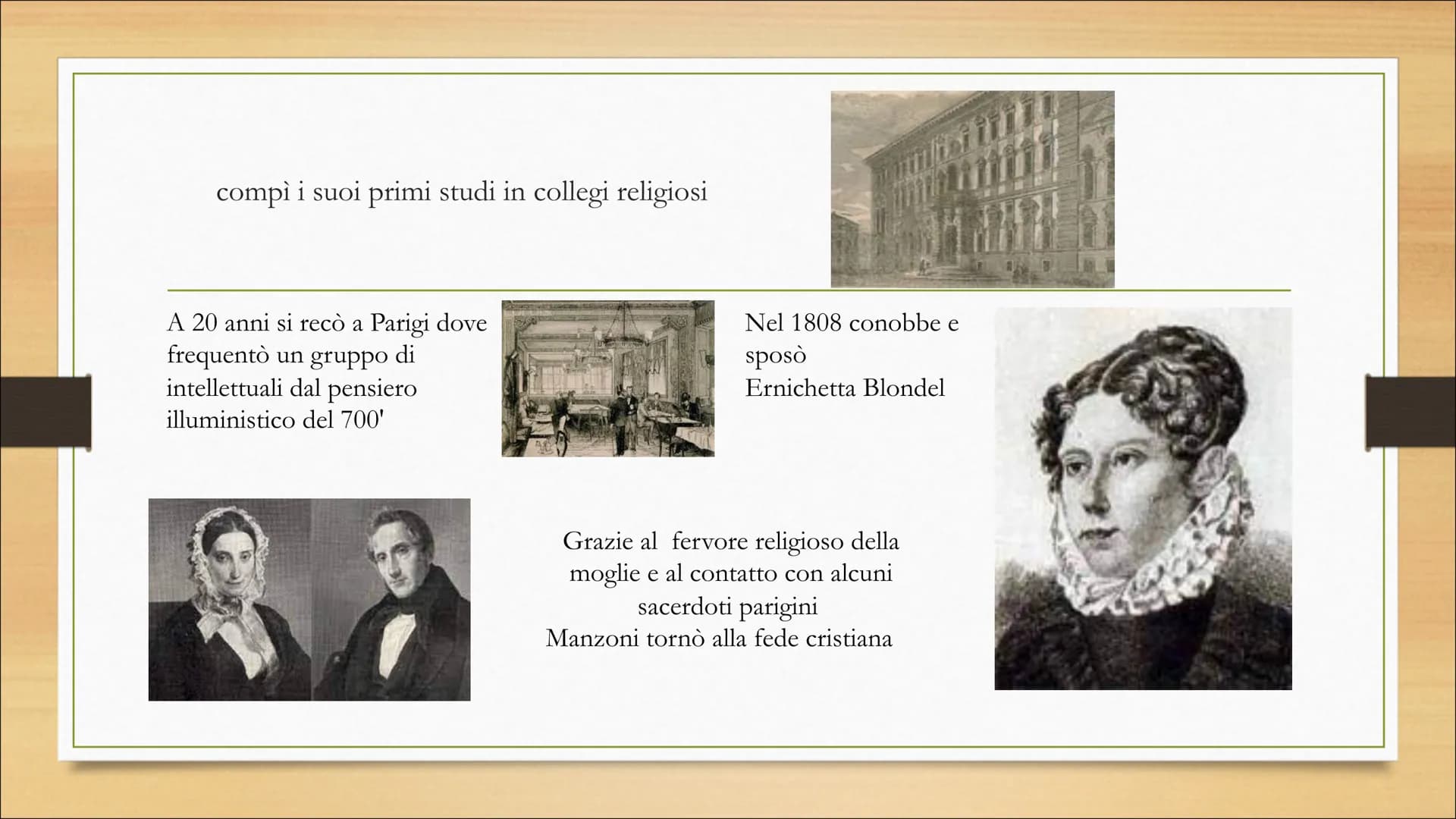 IL ROMANTICISMO
Sapienza Anna Chiara 3B 2021/2022 Alessandro Manzoni
Conte Pietro Manzoni
Manzoni nacque a Milano
nel 1785.
I suoi genitori
