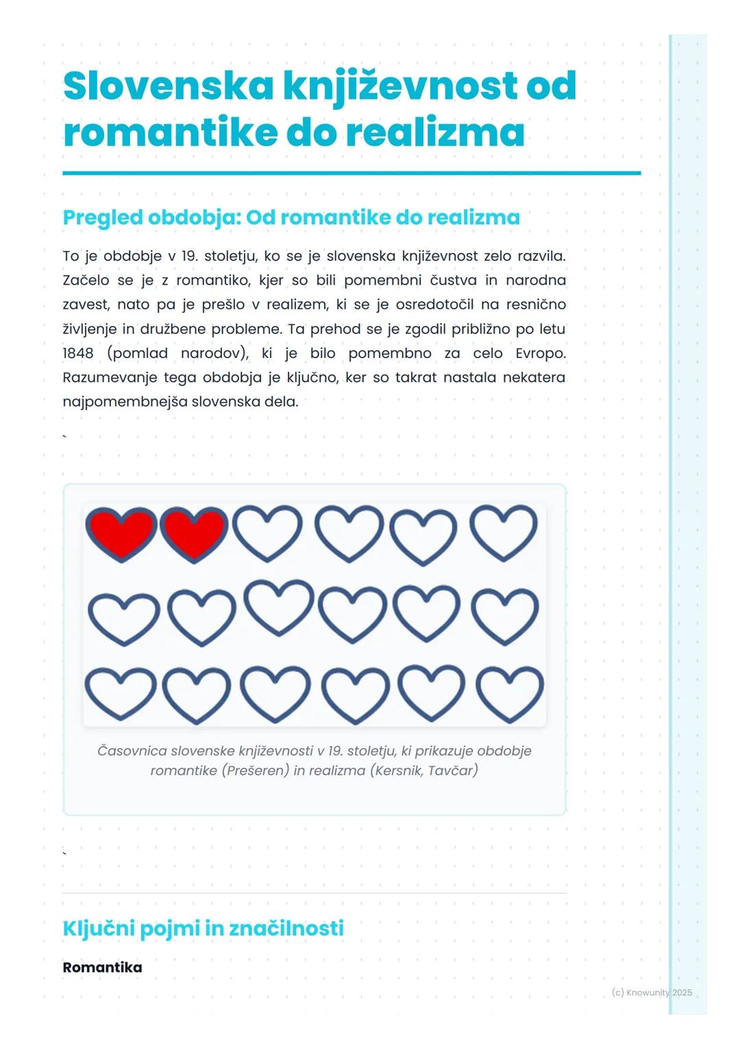 # Slovenska književnost od
romantike do realizma

Pregled obdobja: Od romantike do realizma

To je obdobje v 19. stoletju, ko se je slovensk