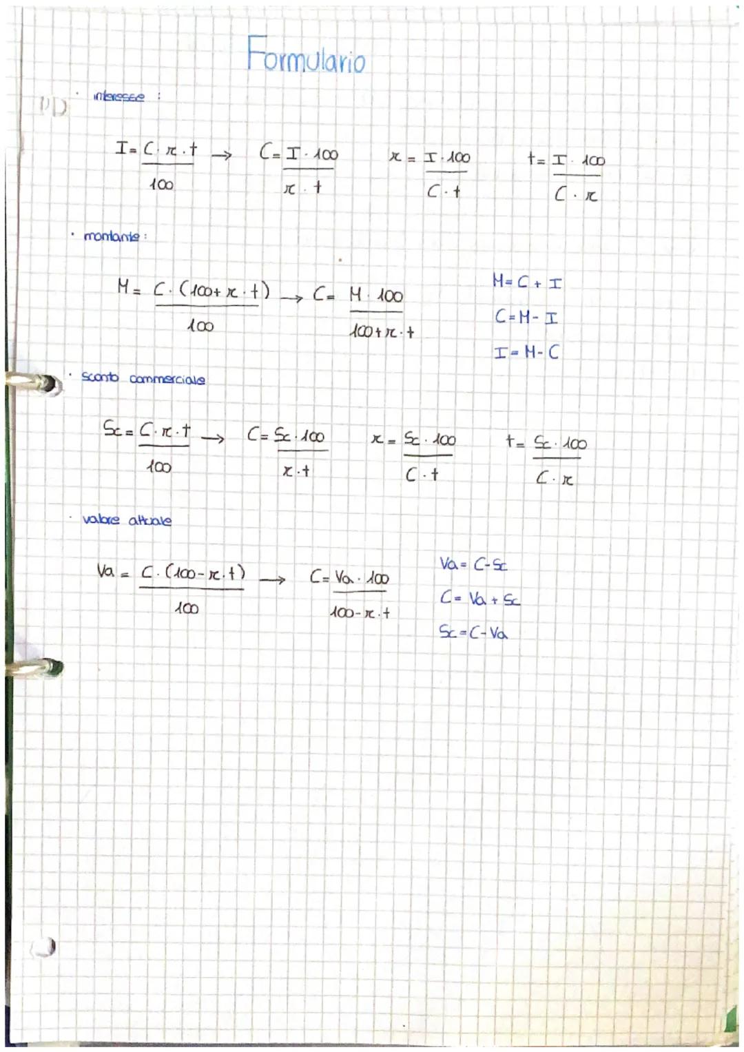 Calcolo di Interessi e Sconti: Formulario Completo