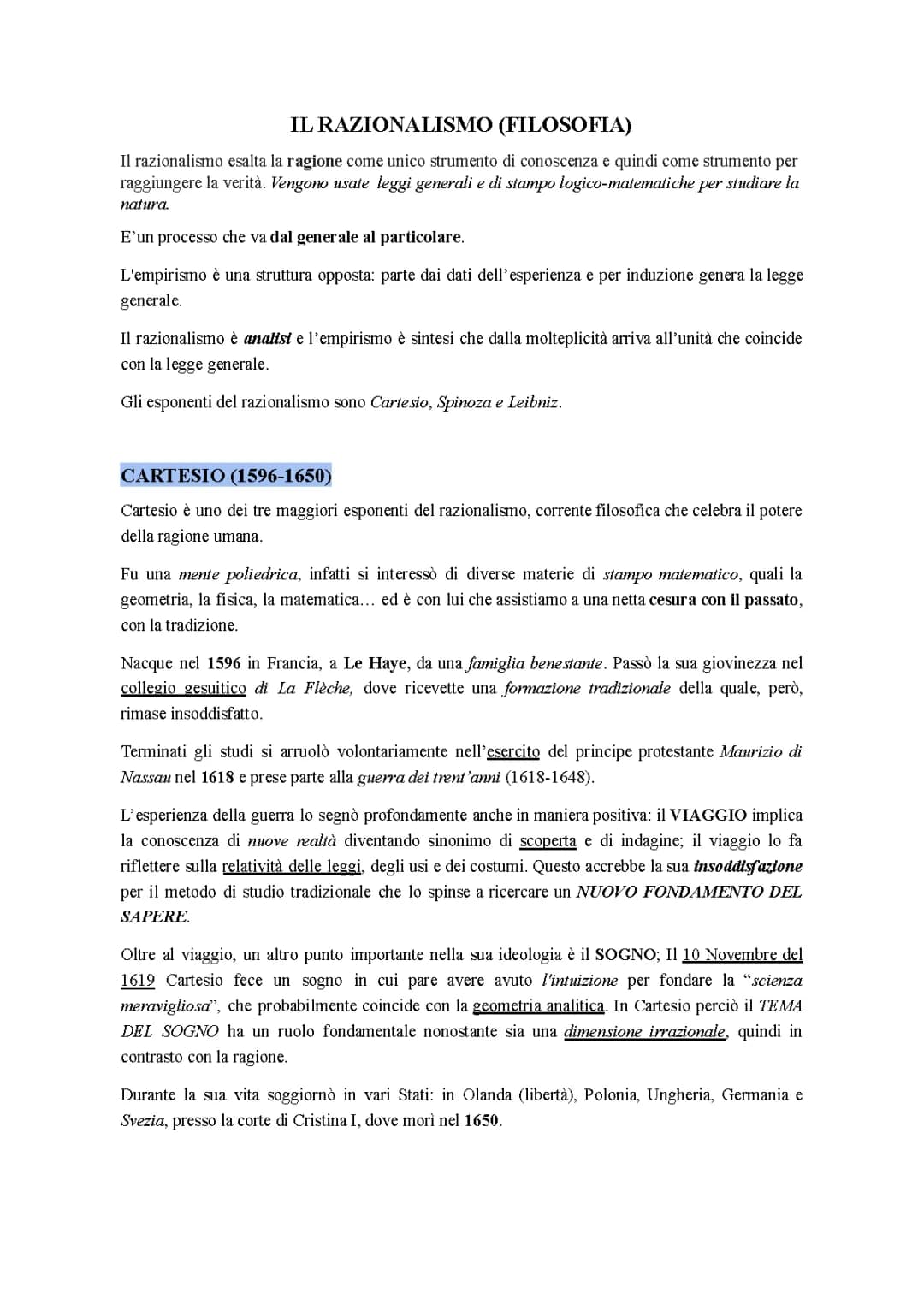 Il razionalismo 