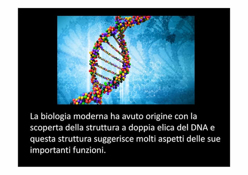 IL DNA
e
IL LINGUAGGIO DELLA VITA
H-C
V
aderne
N
deoxyribose
quanine O
The CO₂H
La biologia moderna ha avuto origine con la
scoperta della s