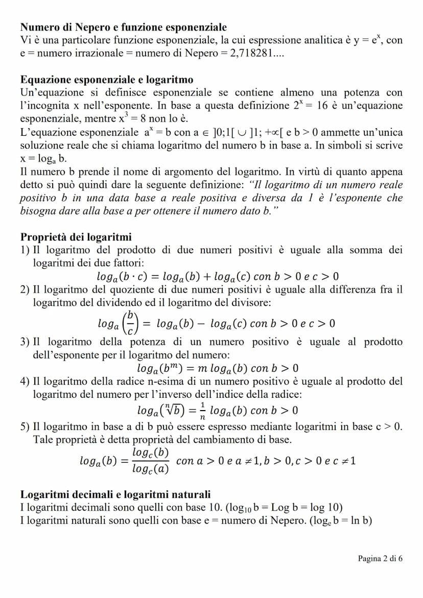 Funzione esponenziale
Si chiama funzione esponenziale ogni funzione del tipo:
y = a*
con a € ]0;1[]1; + x[
. Il dominio è R.
Il grafico non 