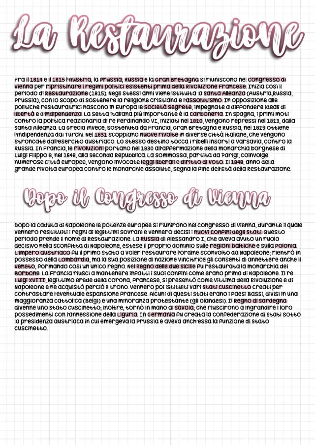 Know La Restaurazione e i primi moti  thumbnail