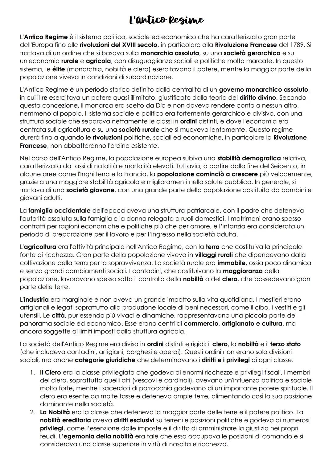 L'antico Regime
L'Antico Regime è il sistema politico, sociale ed economico che ha caratterizzato gran parte
dell'Europa fino alle rivoluzio