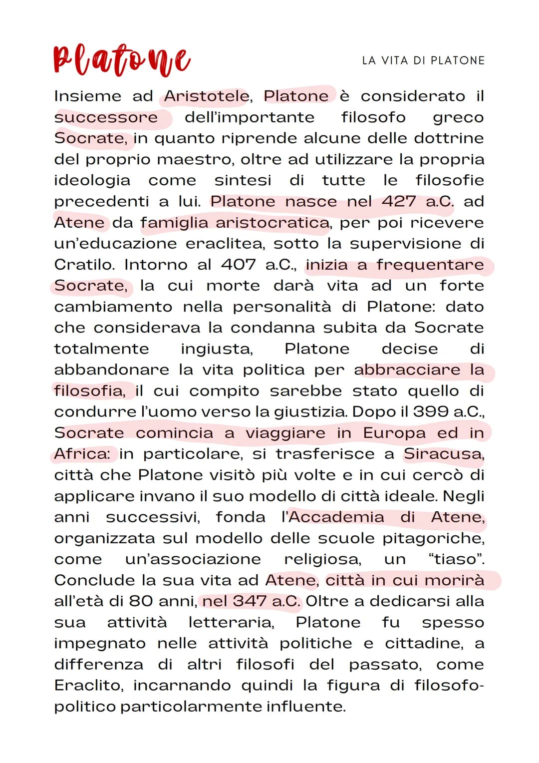 platone
è considerato il
greco
filosofo
di
Insieme ad Aristotele, Platone
successore dell'importante
Socrate, in quanto riprende alcune dell