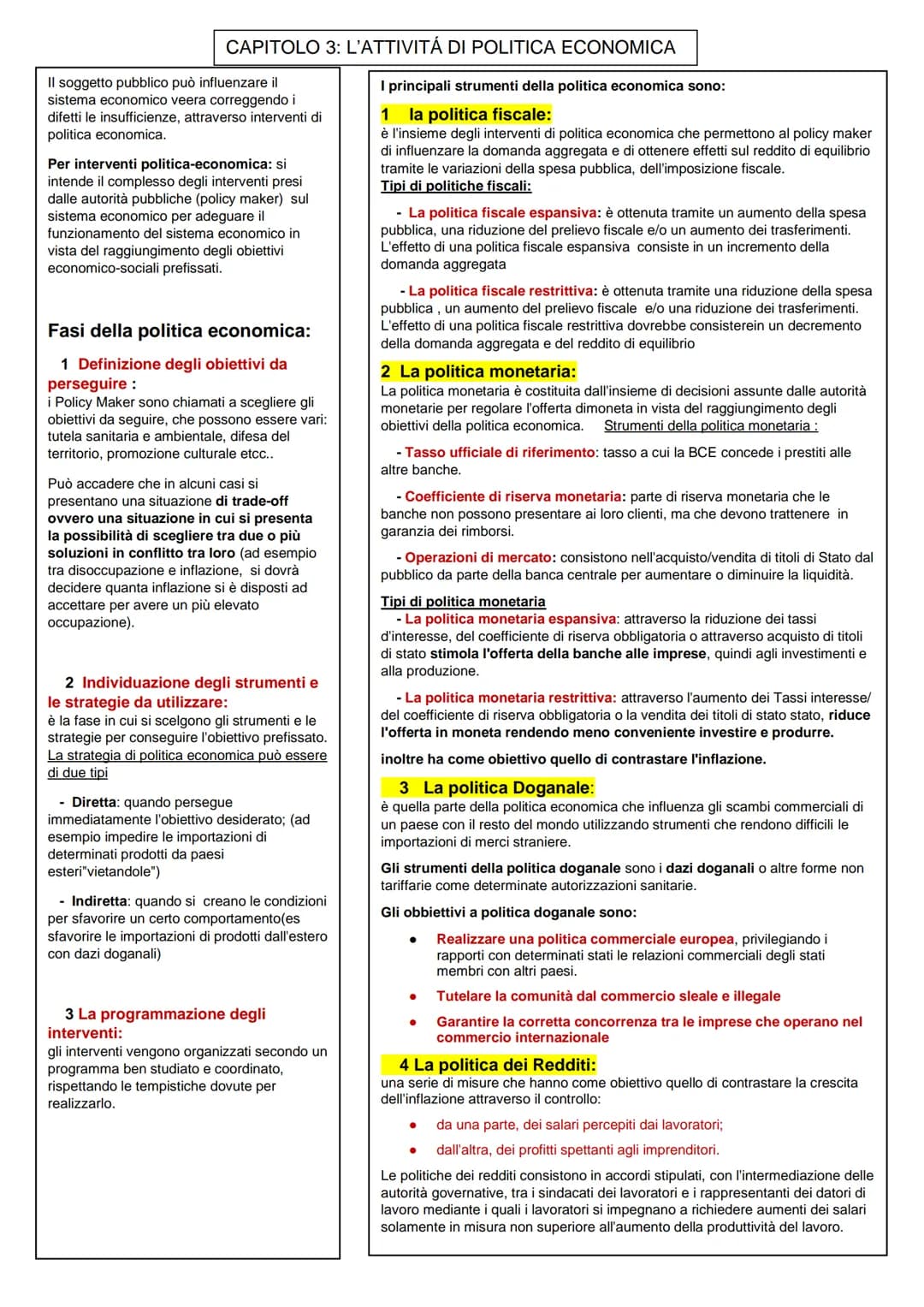 CAPITOLO 1: LA FINANZA PUBBLICA
RUOLO DELLO STATO NEI SISTEMI
ECONOMICI
1 sistema economico liberista: Scuola classica
secondo gli economist