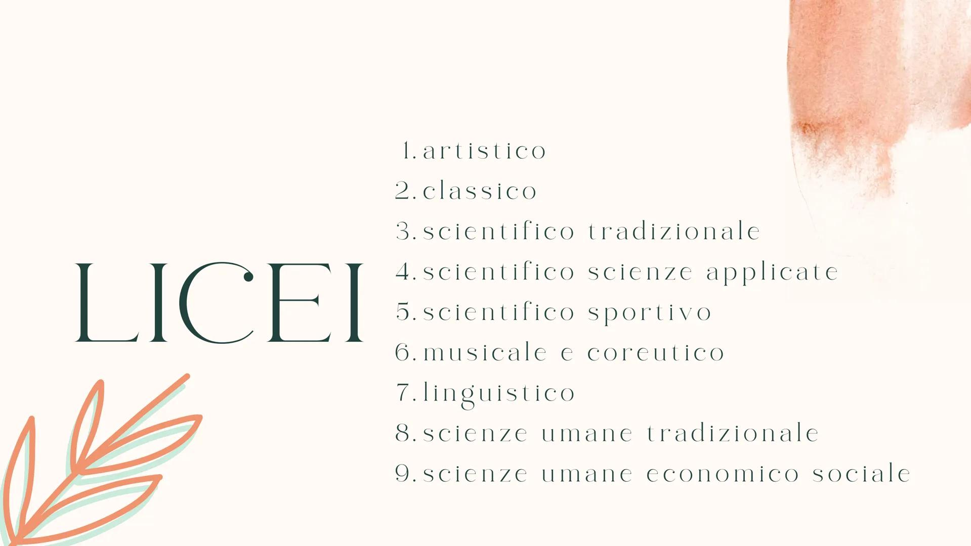 SCUOLA
SUPERIORE
quale fa per me? LICEI
1. artistico
2. classico
3. scientifico tradizionale
4. scientifico scienze applicate
5. scientifico