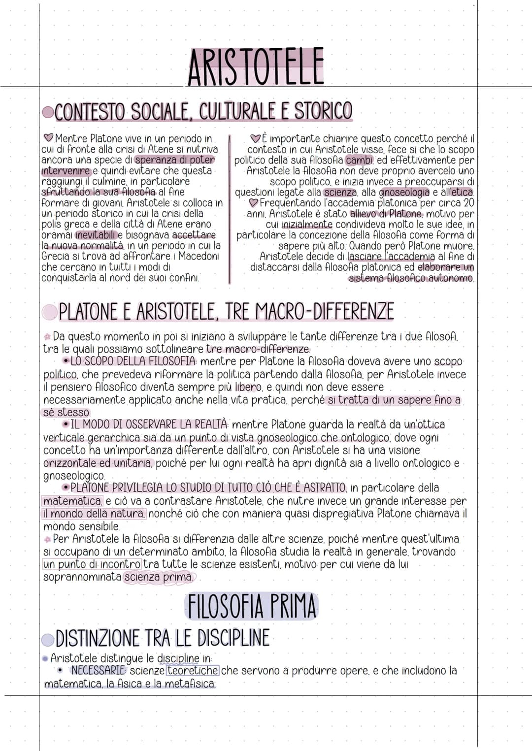 ARISTOTELE
CONTESTO SOCIALE, CULTURALE E STORICO
Mentre Platone vive in un periodo in.
cui di fronte alla crisi di Atene si nutriva
ancora u