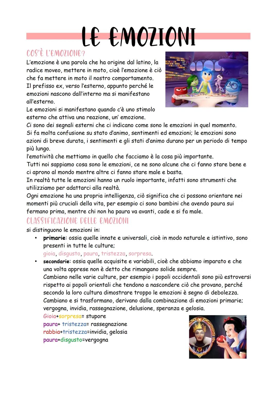 # LE EMOZIONI

COS'È L'EMOZIONE?

L'emozione è una parola che ha origine dal latino, la
radice moveo, mettere in moto, cioè l'emozione è ciò