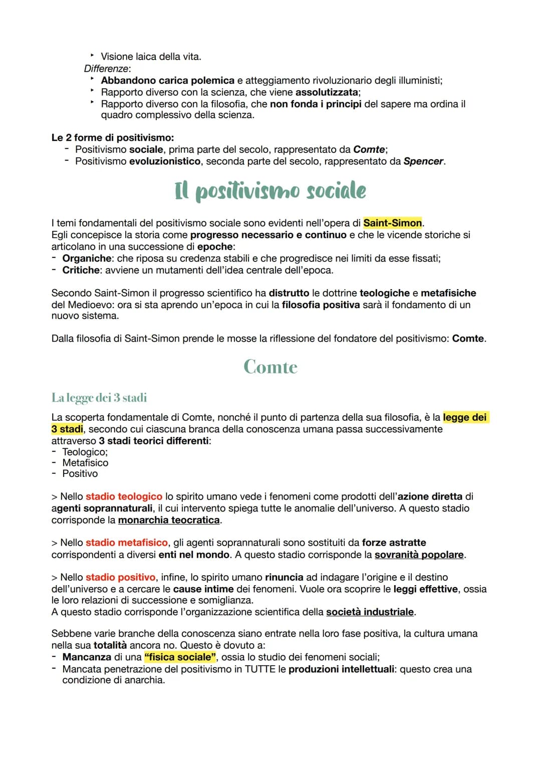 Il positivismo
Caratteri generali
Il positivismo è un movimento filosofico e culturale caratterizzato dall'esaltazione della scienza,
che na