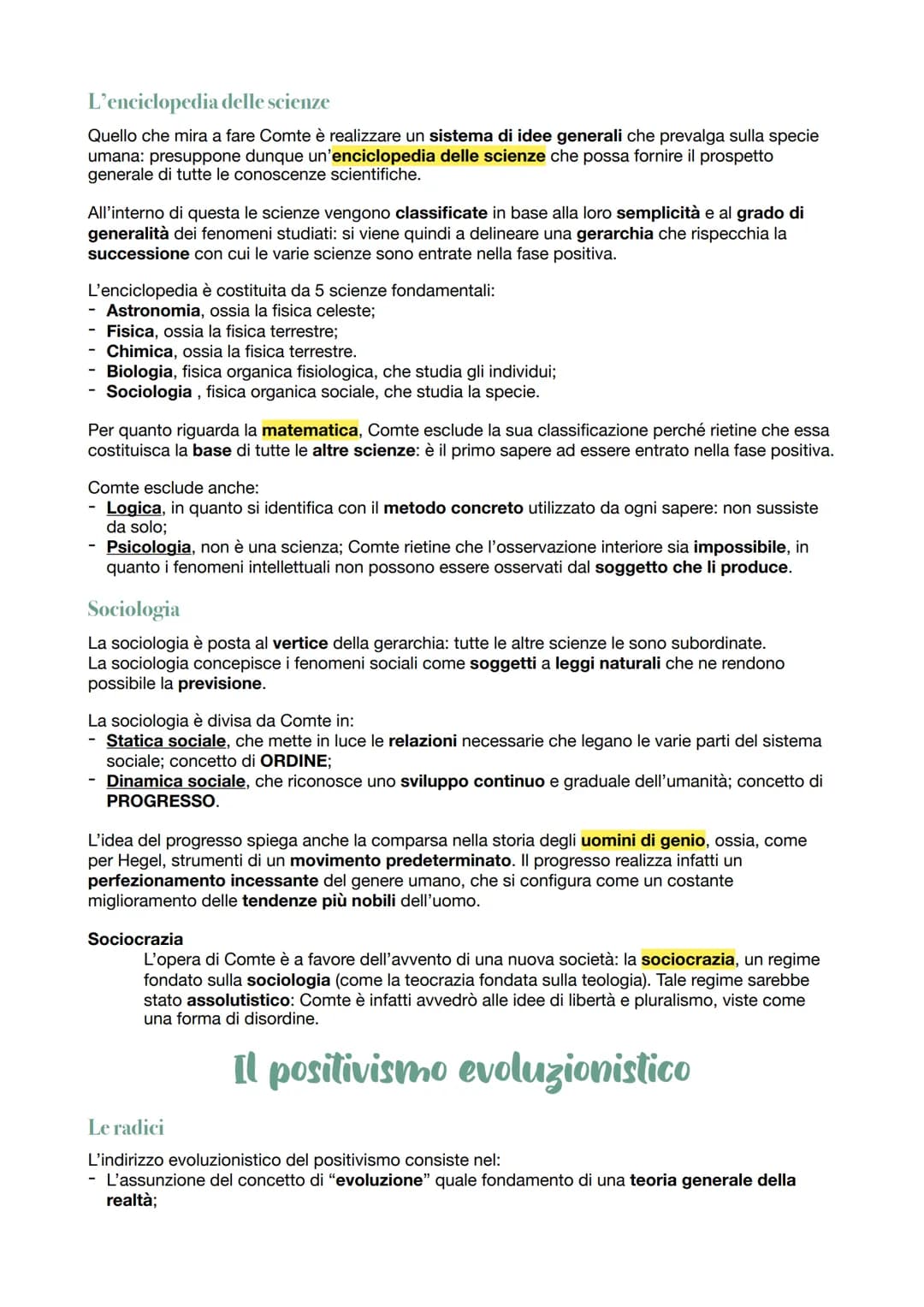 Il positivismo
Caratteri generali
Il positivismo è un movimento filosofico e culturale caratterizzato dall'esaltazione della scienza,
che na