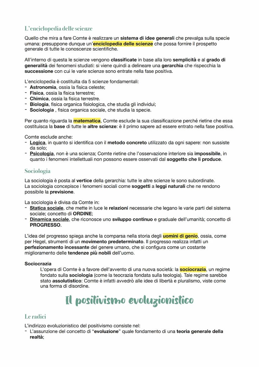 Il positivismo
Caratteri generali
Il positivismo è un movimento filosofico e culturale caratterizzato dall'esaltazione della scienza,
che na